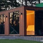 Nowoczesna sauna modułowa Vingberg z tarasem i strefą relaksu