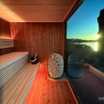 Nowoczesna strefa wellness z panoramicznym przeszkleniem
